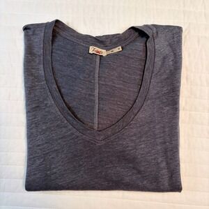 Faherty Brand Blue 100% Linen V-Neck Short Sleeve Tee Womens Medium